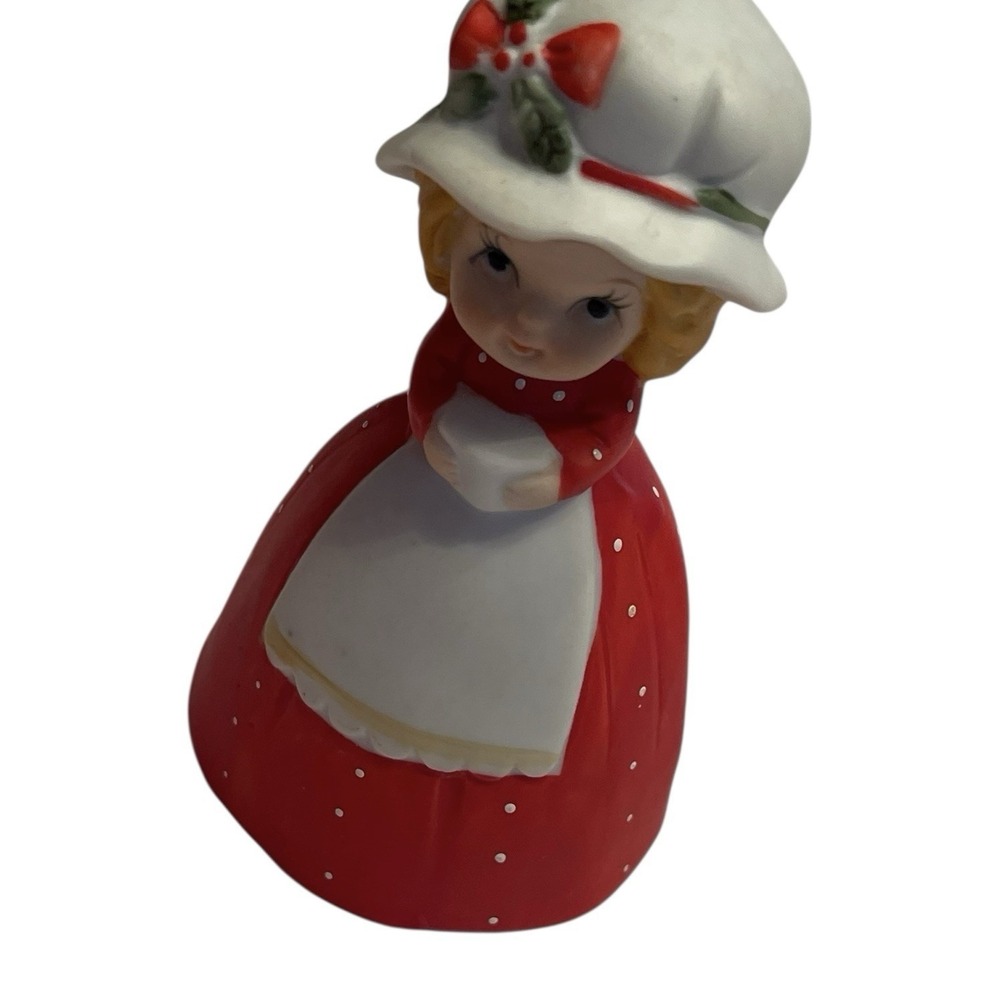 Vintage Mouse Trinket Box Girl Bell Figurines 80s Christmas Decor Collectible - Picture 3 of 7